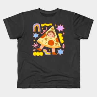 Pizza girl rainbow Kids T-Shirt